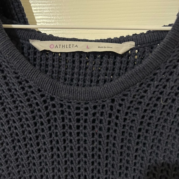 Athleta hoodie Pullover waffle high low sweater navy s large - Picture 2 of 4